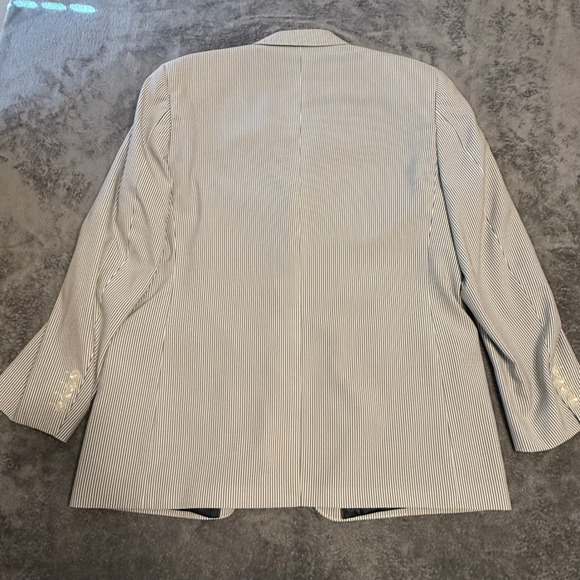 Mens 1926 Originals Seersucker Blazer 44R Striped Sport Coat Gray White Haggar - Picture 2 of 8
